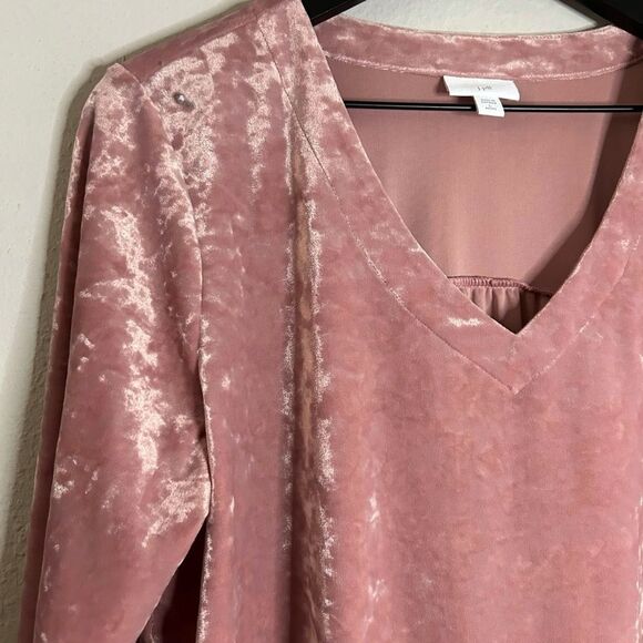 J. Jill Dusty Pink Velour V Neck Long Sleeve Size L Petite - Picture 5 of 8